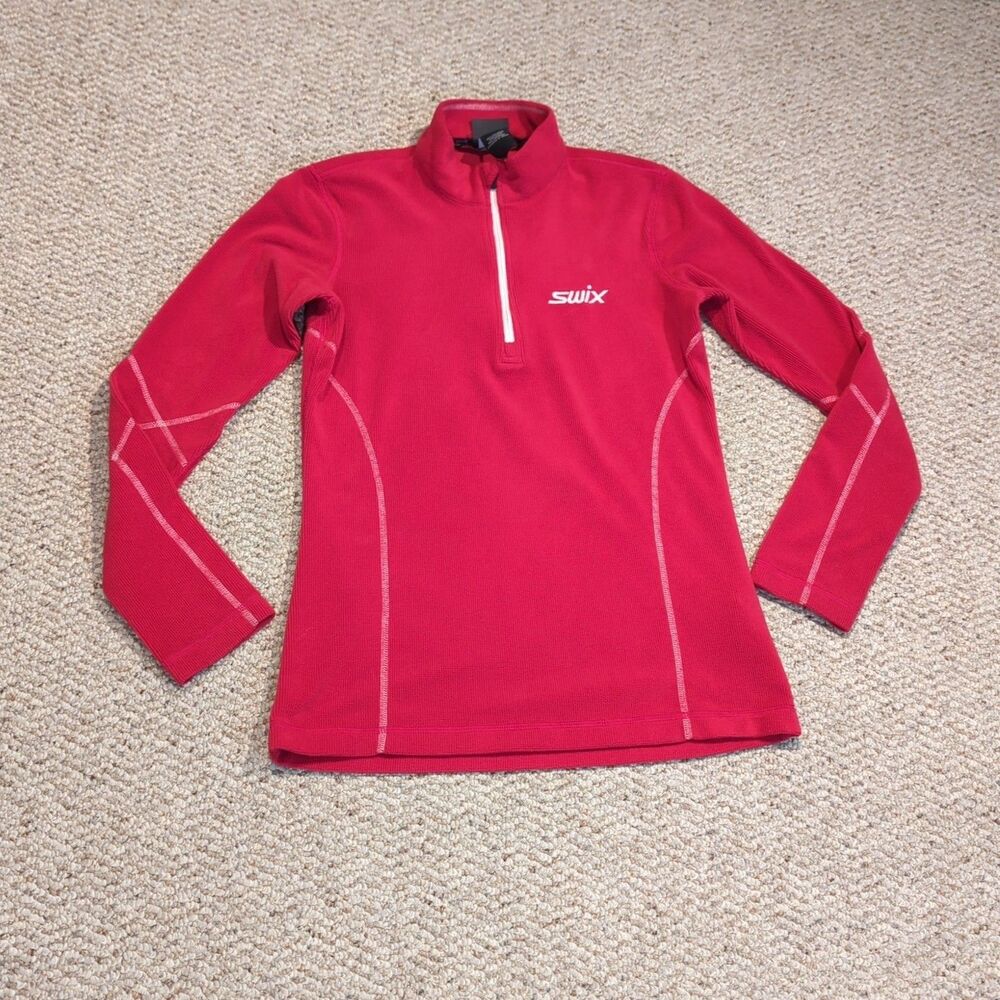 Swix Quarter Zip Pullover Womens Small Pink Base Layer Ski Outdoor Soft